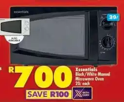 Shoprite Xssentials Black/White Manual Microwave Oven offer