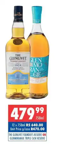 Ultra Liquors THE GLENLIVET FOUNDER'S RESERVE OR GLENMORANGIE TRIPLE CASK RESERVE offer