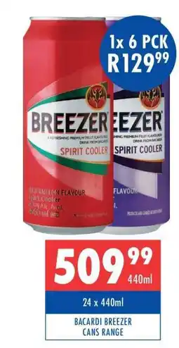 Ultra Liquors BACARDI BREEZER CANS RANGE offer
