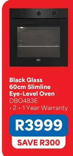 OK Furniture Black Glass 60cm Slimline Eye-Level Oven offer