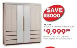 Beares SKYLER 6-DOOR 6-DRAWER MIRROR ROBE offer