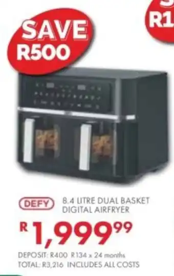 DEFY 8.4 LITRE DUAL BASKET DIGITAL AIRFRYER