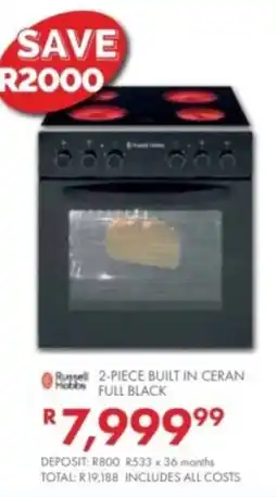 Beares Russell Hobbs 2-PIECE BUILT IN CERAN FULL BLACK offer