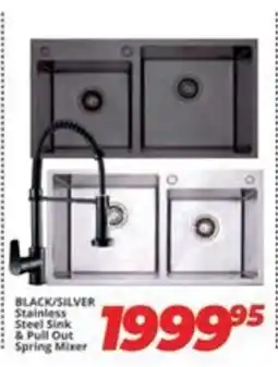 Easy Build BLACK/SILVER Stainless Steel Sink & Pull Out Spring Mixer offer