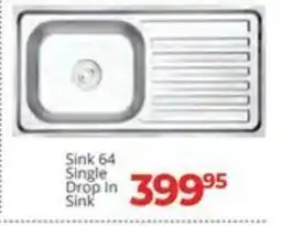 Easy Build Sink 64 Single Drop In Sink offer