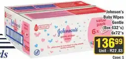 J&E Cash and Carry Johnson's Baby Wipes Gentle offer