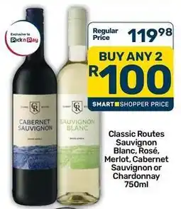 Pick n Pay Pick n pay - classic routes sauvignon blanc, rosé, merlot, cabernet sauvignon or chardonnay offer