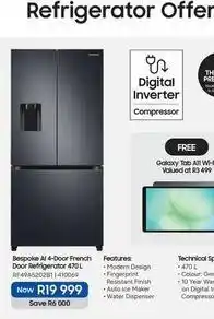 Makro Samsung - bespoke ai 4-door french door refrigerator 470 l rf49a5202b1 | 430069 offer