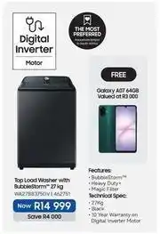Makro Samsung - top load washer with bubblestorm 27 kg wa2708375gv | 462751 offer