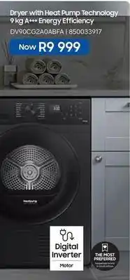 Makro Samsung - dryer with heat pump technology 9 kg a+++ energy efficiency dv90cg2a0abfa | 850033917 offer