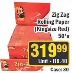 J&E Cash and Carry Zig Zag Rolling Paper (Kingsize Red) offer