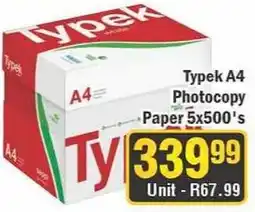 J&E Cash and Carry Typek A4 Photocopy Paper offer
