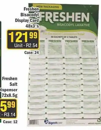 J&E Cash and Carry Freshen Bisacodyl Display Card offer
