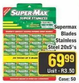J&E Cash and Carry Supermax Blades Stainless Steel 20x's offer
