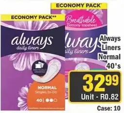 J&E Cash and Carry Always daily liners offer
