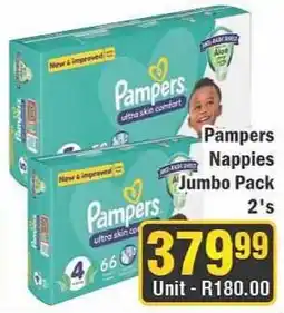 J&E Cash and Carry Pampers Nappies Jumbo Pack 2's offer