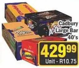 J&E Cash and Carry Cadbury A+ Large Bar 40's offer