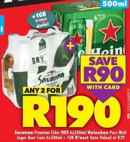 Shoprite Liquor Savanna - premium cider nrb & pure malt lager beer cans offer