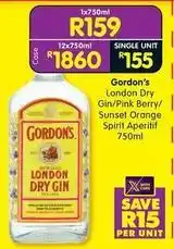 Shoprite Liquor Gordon's - london dry gin/pink berry/sunset orange spirit aperitif offer
