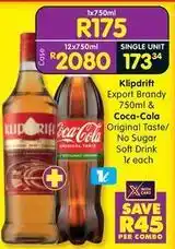 Shoprite Liquor Coca cola - export brandy & coca-cola original taste/no sugar soft drink offer