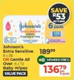 Baby City Johnson's Extra Sensitive Wipes offer