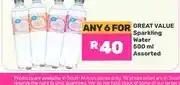 Game Great Value Sparkling Water 500 ml Assorted - 6 for offer
