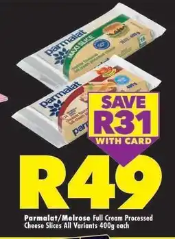 Shoprite Parmalat/Melrose Full Cream Processed Cheese Slices offer