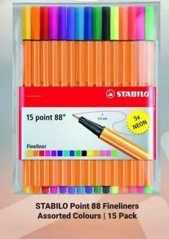 PNA Stabilo Point 88 Fineliners Assroted Colours 15 pack offer