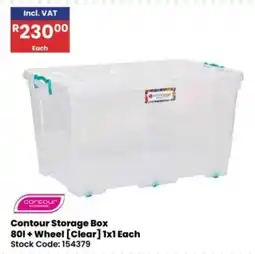 Africa Cash and Carry Contour Storage Box 80l + Wheel [Clear] offer