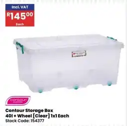 Africa Cash and Carry Contour Storage Box 40l + Wheel [Clear] offer