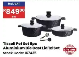 Africa Cash and Carry Tissoli Pot Set 8pc Aluminium Die Cast Lid 1x1Set offer