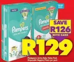 Shoprite Pampers - active baby value pack disposable nappies/pants offer