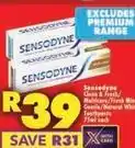 Shoprite Sensodyne - clean & fresh, gentle/natural white toothpaste offer