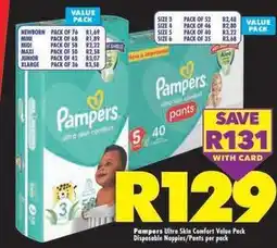 Shoprite Pampers - ultra skin comfort value pack disposable nappies/pants offer