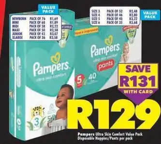 Pampers - ultra skin comfort value pack disposable nappies/pants