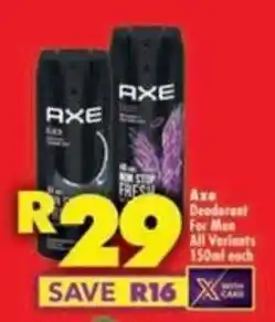 Shoprite Axe Deodorant For Men offer