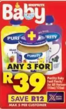 Shoprite Purity Baby Food Pouch offer