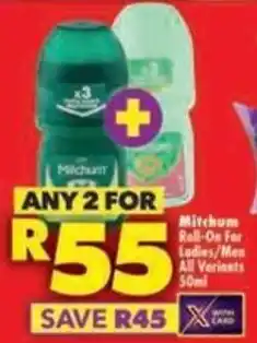 Shoprite Mitchum Roll-On For Ladies/Men offer