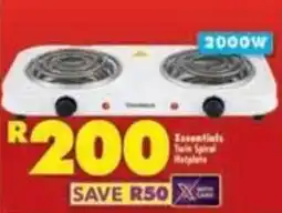 Shoprite Essentials Twin Spiral Hotplate offer