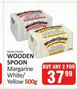 Margarine white/yellow wooden spoon