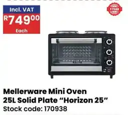 Africa Cash and Carry Mellerware Mini Oven 25L Solid Plate "Horizon 25" offer