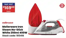 Africa Cash and Carry Mellerware Iron Steam No-Stick White offer