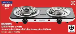 Africa Cash and Carry Mellerware 2 Plate Stove Spiral Black/ White Powerplus offer