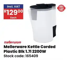 Africa Cash and Carry Mellerware Kettle Corded Plastic Blk offer