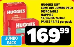 Usave Huggies Dry Comfort Jumbo Pack Disposable Nappies offer