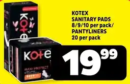 Usave KOTEX SANITARY PADS / PANTYLINERS offer