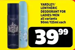 Usave Yardley/Lenthéric Deodorant for Ladies/Men offer