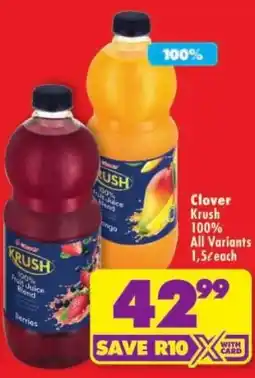 Shoprite Clover Krush 100% Fruit Juice Blend offer