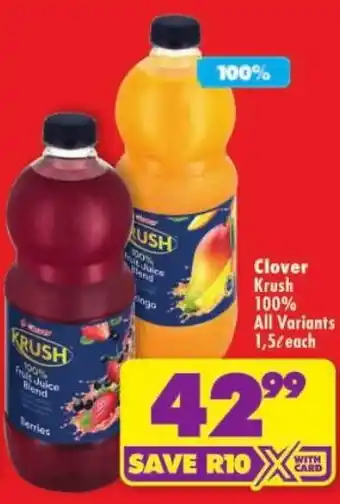 Shoprite Clover Krush 100% Fruit Juice Blend offer