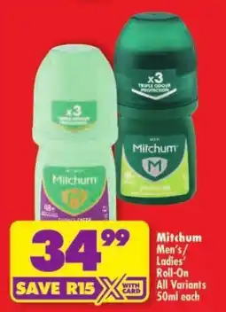 Shoprite Mitchum Men's/Ladies' Roll-On offer